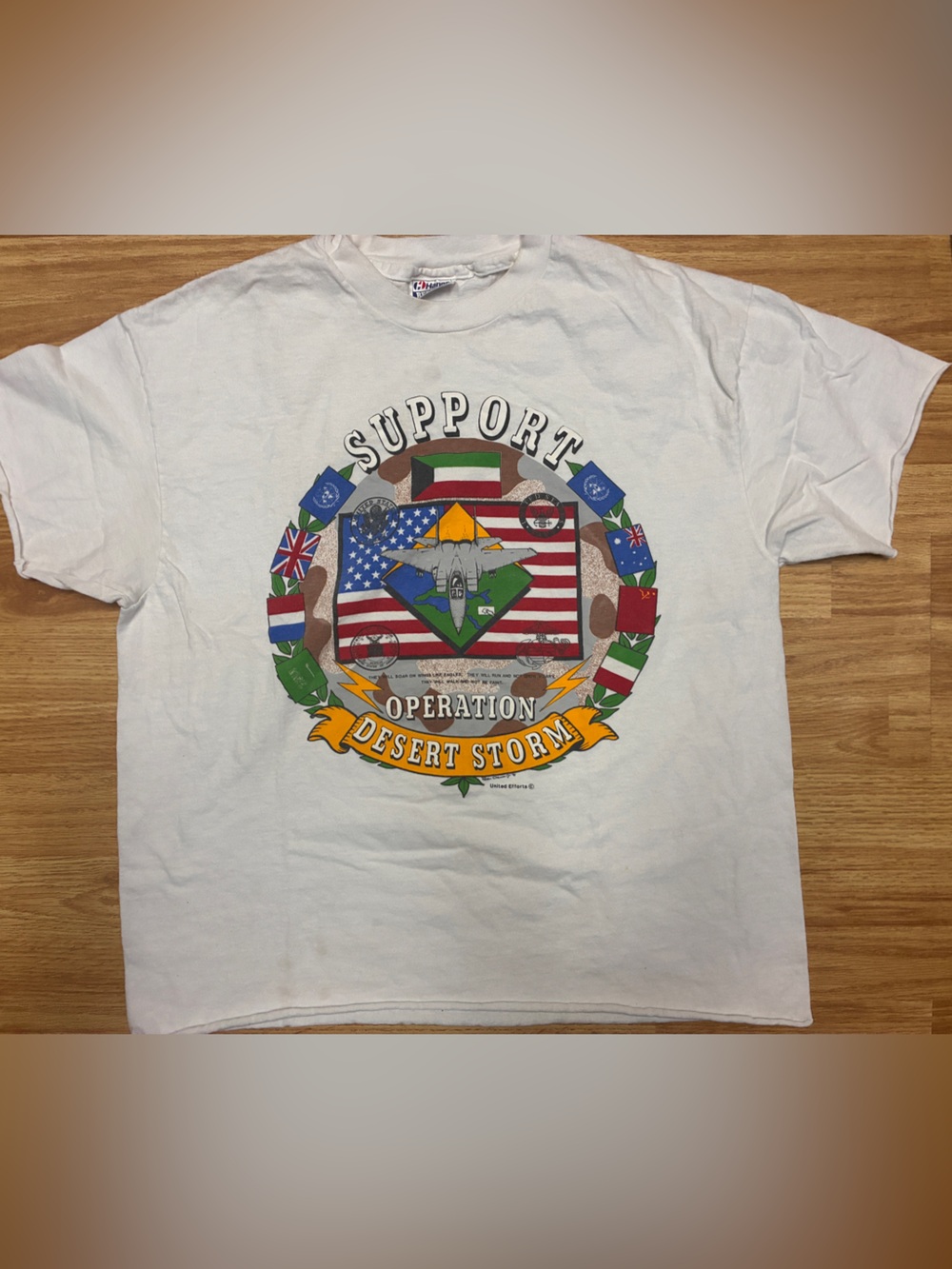 Vintage 1991 Operation Desert Storm Cropped Graphic Tee Tingle Stitch PM